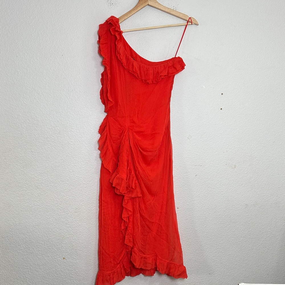 J.‎ Crew Collection One Shoulder Dress Crinkle Chiffon Womens 0 NEW Lined Formal - Picture 2 of 14
